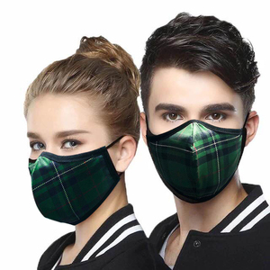Green Tartan Reusable Antibacterial Printed Knitted Mask