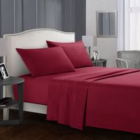 Bedding Bed Sheet Set - 4 Piece Queen Bedding - Soft Brushed Microfiber Fabric Queen Red
