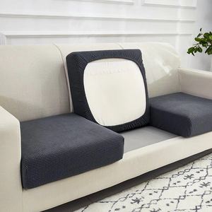High Stretch Velvet Jacquard Seat Cushion Cover Sofa Cushion Furniture Protector Grey