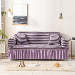 Seersucker Sofa Slipcover with Skirt Universal Stretch Sofa Couch Slipcover Purple