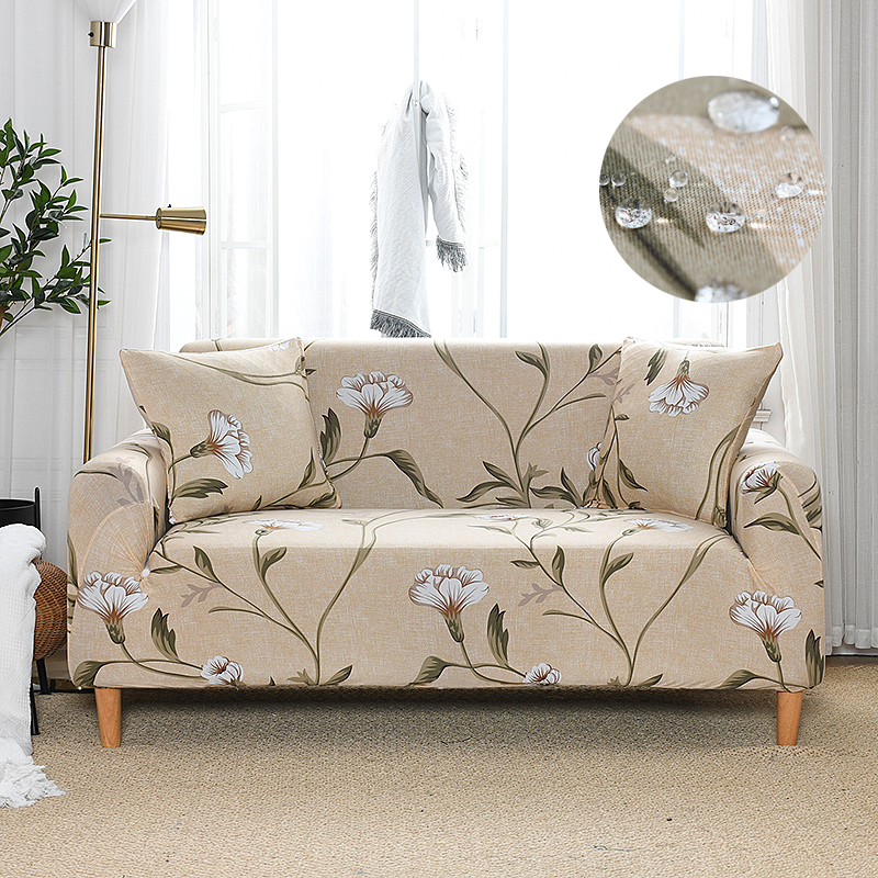 Water Repellent Printed Sofa Cover Stretch Couch Cover Sofa Slipcovers for Couche and Loveseat Ivory